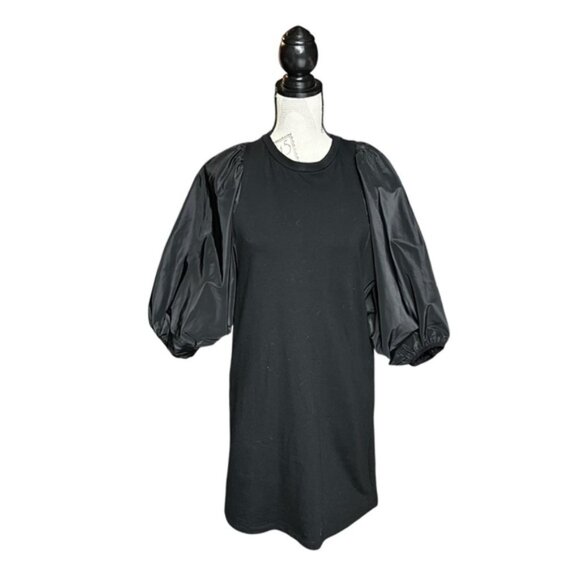 Elegant Black Puff Sleeve Mini Dress made in Italy - Picture 3 of 7